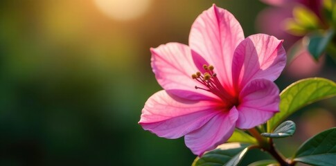 Soft pink azalea petals unfurl in morning light, blooming, azaleas, colorful