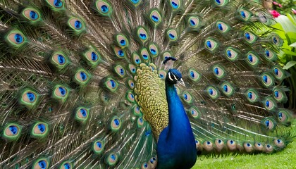 Obraz premium Majestic Peacock Displaying its Stunning Plumage
