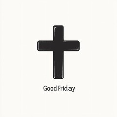 Good friday blessings, Minimalist Black Cross design, symbolizing faith and reflection, suitable for religious themes or Good Friday events, copy-space available.