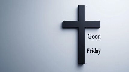 Obraz premium Good friday blessings, Minimalist black cross design, symbolic representation of faith, emphasizes reflection and spirituality for Good Friday.