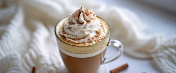 Pumpkin Spice Latte with Whipped Cream and Cinnamon.