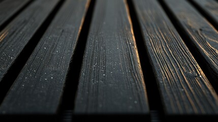 Dark wooden planks outdoors at sunset