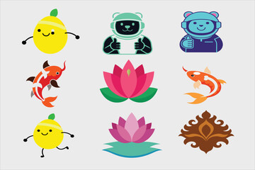 set of funny cartoon birds