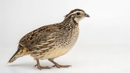 Obraz premium Quail in full view on white studio background