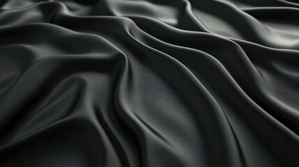 Obraz premium Draped Black Silk Fabric Texture Close-Up