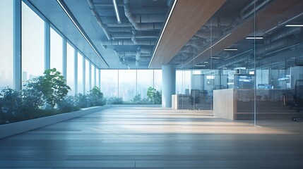 Blank wall in modern office featuring minimalistic design and contemporary aesthetics for versatile workspace backdrops.