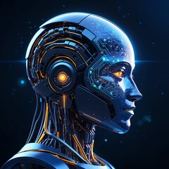 AI Female Robot Head Profile