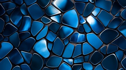 Deep Blue Metallic Pebblestone Texture: A 3D Rendered Abstract Background AI Generated