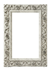 バラの花が彫刻された大理石の額縁