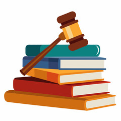 stacked law books with a wooden gavel 