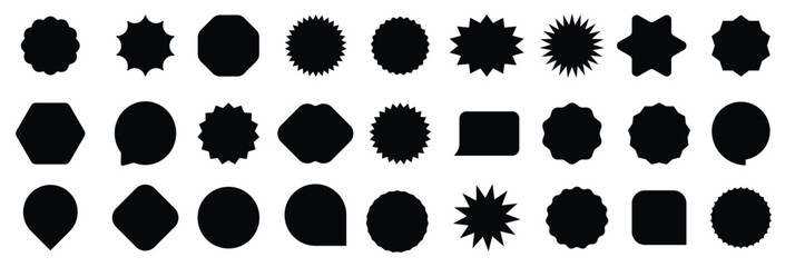 Set of price sticker and sale sticker. Price tag, starburst, quality mark, sunburst badges. Template banner shopping badges. Special offer, discount, sale, shop, black friday. Vector design elements