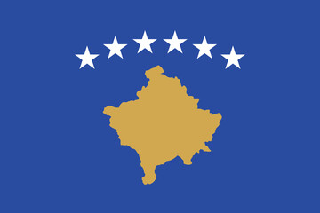 Kosovo flag. Flag of Kosovo. The official ratio. Flag icon. Standard color. Standard size. A rectangular flag. Computer illustration. Digital illustration. Vector illustration.
