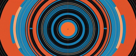 Abstract Circular Design in Orange, Teal, and Black