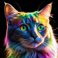 Rainbow Cat Portrait