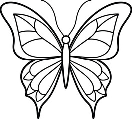 Minimalist butterfly in flight with clean line art