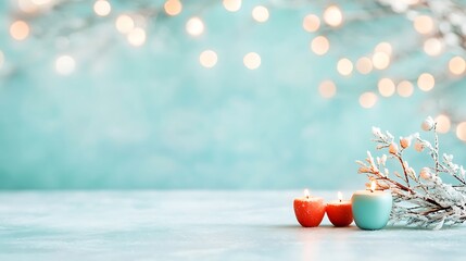 Cozy festive candle display winter wonderland still life photography for holiday spirit
