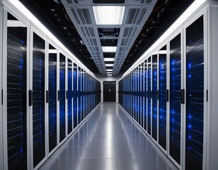 Fototapeta premium Server Room Data Center Corridor