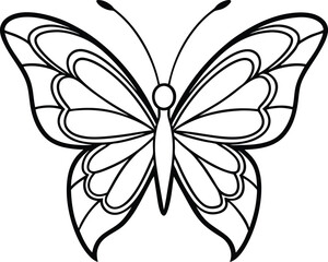 Minimalist butterfly in flight with clean line art