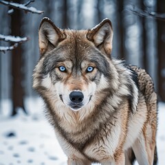 Fototapeta premium Majestic Wolf in Winter Wonderland