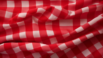 Red picnic blanket background.