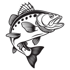 Fototapeta premium fish vector illustration, jumping big fish vector. fish vector. fish silhouette.