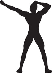 vector; silhouette of back view of muscular man posing