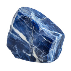 A Polished Chunk of Sodalite with Deep Blue and White Isolated on Transparent Background