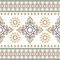 Gold floral oriental vector damask pattern. Talavera pottery. Azulejos portugal. Turkish or Spanish tiles, folk print. Ethnic background. Mediterranean wallpaper. Talavera pottery. Vecture illustratio