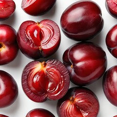 Juicy Red Plums Top View