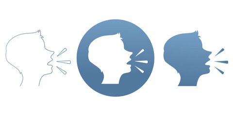 Vector silhouette of speaking person head emoji