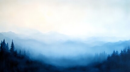 Obraz premium Misty mountain range landscape, tranquil sunrise