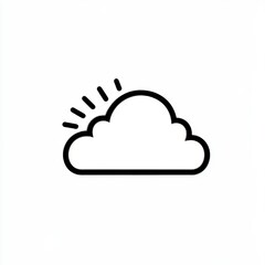 Fototapeta premium A simple line drawing depicts a sun that is partly hidden behind a cloud