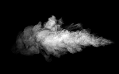 Close-up photo set of abstract white smoke or vapor floating on black background. Fog and clouds effect for design. Smog elements.	
