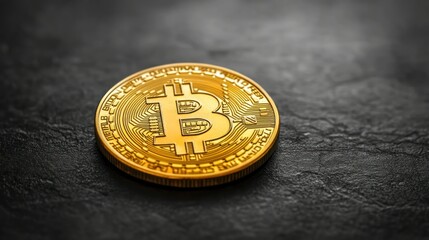 Gold Bitcoin on Dark Surface