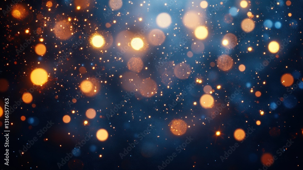 Canvas Prints golden and blue bokeh lights sparkle in dark background