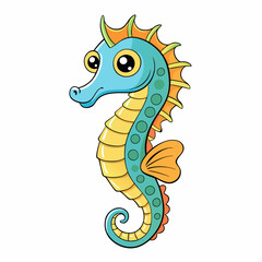 vector illustration of a cartoon seahorse
