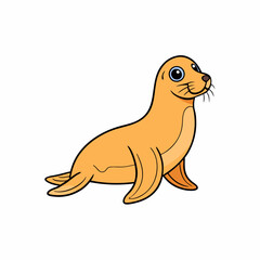 vector illustration of cartoon sea lion