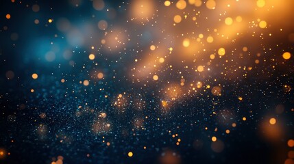 Fototapeta premium Golden and blue sparkle bokeh background