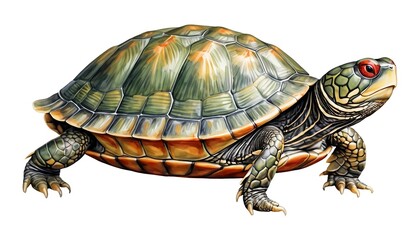 Obraz premium Painted Turtle, Close-up Detailed Illustration