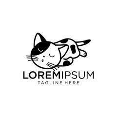 cat logo design sleeping with adorable facial expression