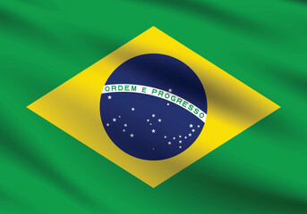 Fototapeta premium Brazil flag official colors and proportion digital vector illustration. Pleated flag.