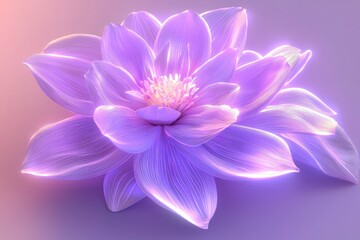 Obraz premium Beauty branding with neon purple flower, subtle glow, 3D rendered.