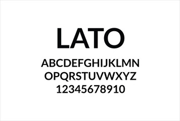 Lato font for logo and headline. Isolated vector typeset