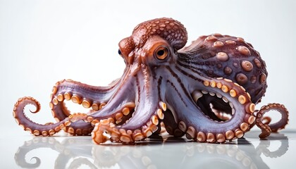 Fototapeta premium Octopus Close-Up on White Background