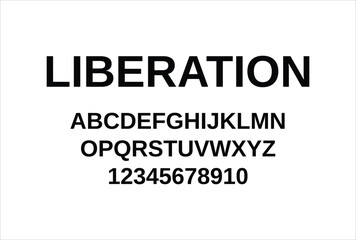 Liberation font for logo and headline. Isolated vector typeset