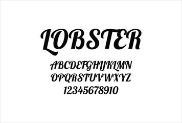 Lobster font for logo and headline. Isolated vector typeset