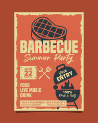 Barbecue summer party vertical flyer poster vector template design