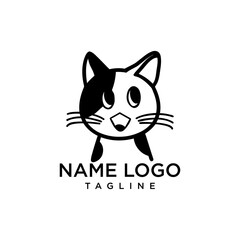 happy kitty emblem simple logo with a touch of cat happiness