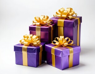 Obraz premium Purple Gift Boxes with Gold Ribbons