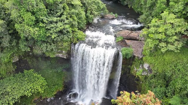 Aerial footage of Zillie Falls Queensland Australi